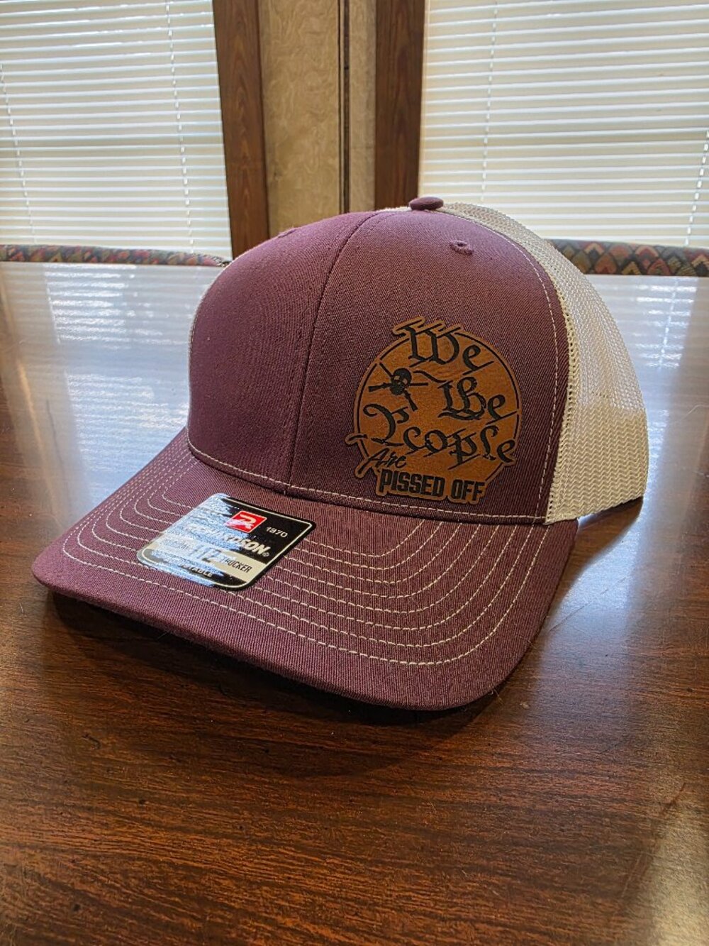 Richardson Maroon/White Adjustable Mesh Back Trucker Hat One Size Men